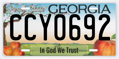 GA license plate CCY0692