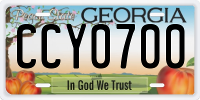 GA license plate CCY0700