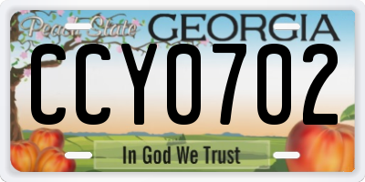 GA license plate CCY0702