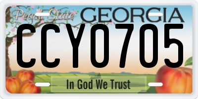 GA license plate CCY0705