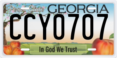 GA license plate CCY0707