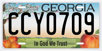 GA license plate CCY0709