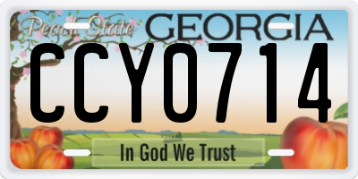 GA license plate CCY0714