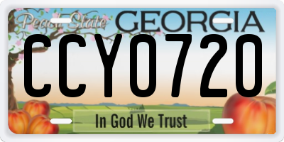 GA license plate CCY0720