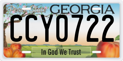 GA license plate CCY0722