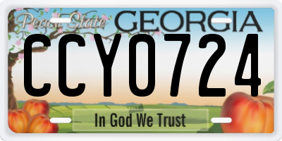 GA license plate CCY0724