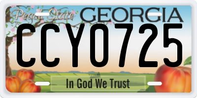 GA license plate CCY0725