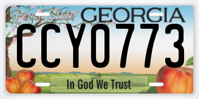 GA license plate CCY0773