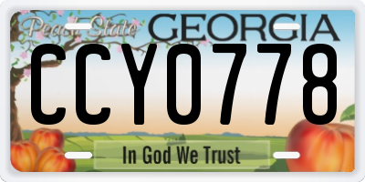GA license plate CCY0778
