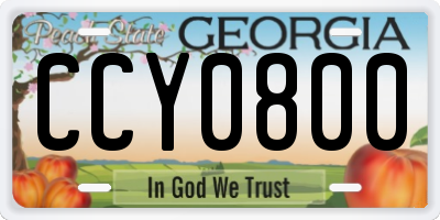 GA license plate CCY0800