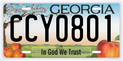 GA license plate CCY0801