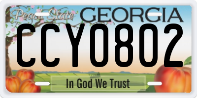 GA license plate CCY0802