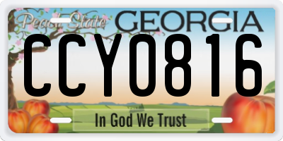 GA license plate CCY0816