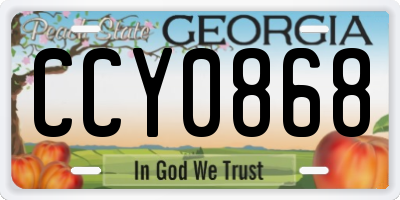 GA license plate CCY0868