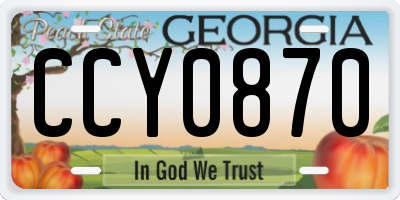 GA license plate CCY0870