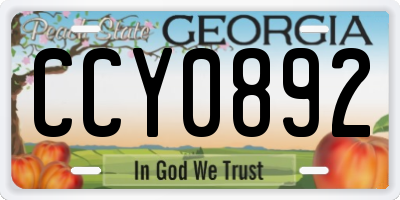 GA license plate CCY0892