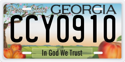 GA license plate CCY0910