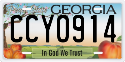 GA license plate CCY0914