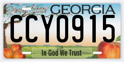 GA license plate CCY0915