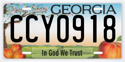 GA license plate CCY0918
