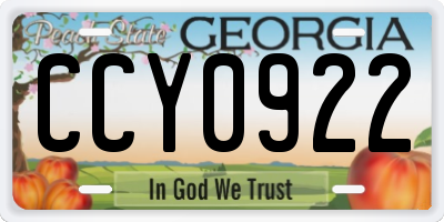 GA license plate CCY0922