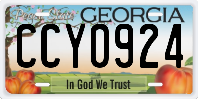 GA license plate CCY0924