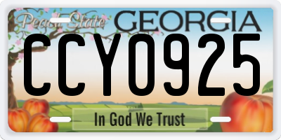 GA license plate CCY0925