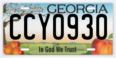 GA license plate CCY0930