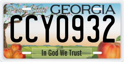 GA license plate CCY0932