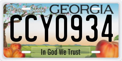 GA license plate CCY0934