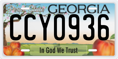 GA license plate CCY0936