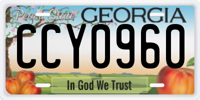 GA license plate CCY0960