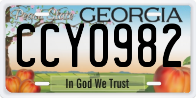 GA license plate CCY0982