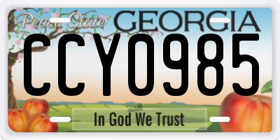 GA license plate CCY0985