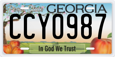 GA license plate CCY0987