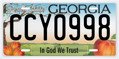 GA license plate CCY0998