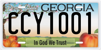 GA license plate CCY1001
