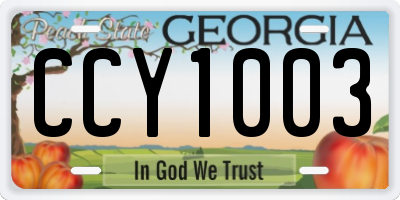 GA license plate CCY1003