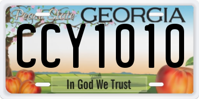 GA license plate CCY1010