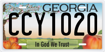 GA license plate CCY1020
