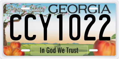 GA license plate CCY1022