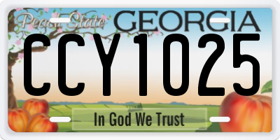 GA license plate CCY1025