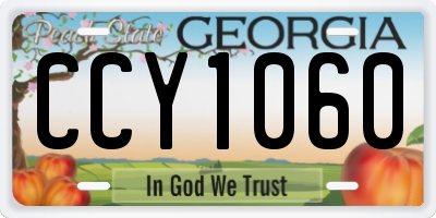 GA license plate CCY1060