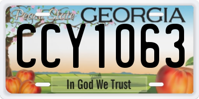 GA license plate CCY1063