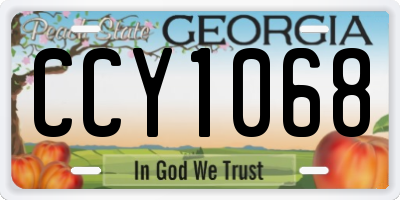 GA license plate CCY1068