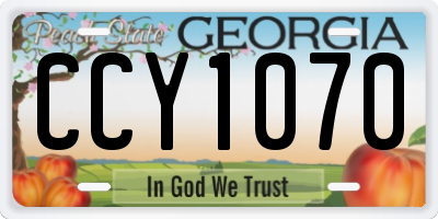 GA license plate CCY1070