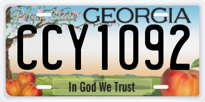 GA license plate CCY1092