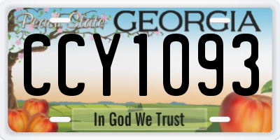 GA license plate CCY1093