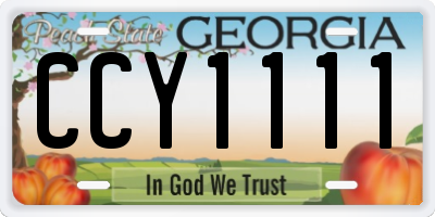 GA license plate CCY1111