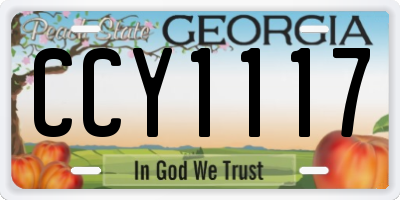 GA license plate CCY1117